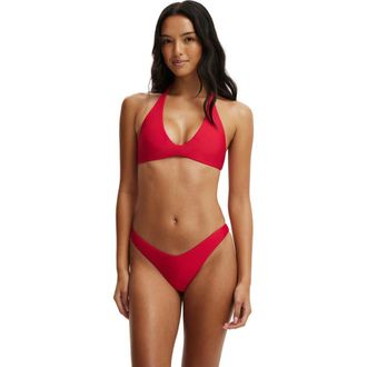Cotton On Womens Scoop Neck Halter Bikini Top in Spicy Red Shimmer at Nordstrom, Size X-Large