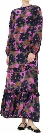 Oliphant Mock Neck Maxi Dress In Suzani Navy