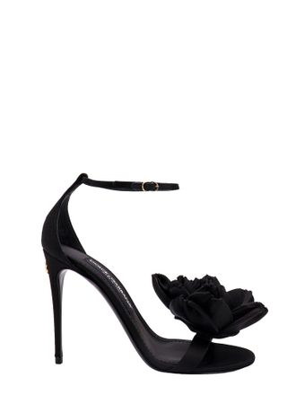 Dolce & Gabbana Satin Sandals With Floreal Application-Donna