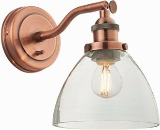 Endon Lighting Hansen - 1 Light Wall Glass, Aged Copper Plate, E14 - Endon