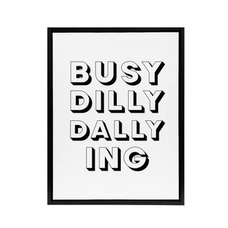 Artery8 Busy Dilly Dallying Minimalist Black White Funny Framed Canvas Art | Size: W24 x H32