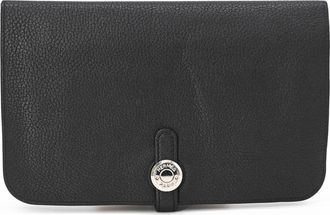Herm&egrave;s Black Evercalf Leather Wallet (Bi-Fold) (Pre-Owned)