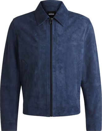 HUGO BOSS Mens H-Malbano 5 Suede Jacket Medium Blue - Size 2XL