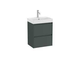 Roca Roca - Pack Unik Mueble Base Compacto De 2 Cajones + Lavabo Ona Color: Verde Mate - Medidas: 500x360x645 Mm