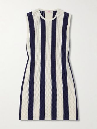 Eres Abito Mini In Misto Cotone Punto A Giorno A Righe Bayadere Pirate - Blu