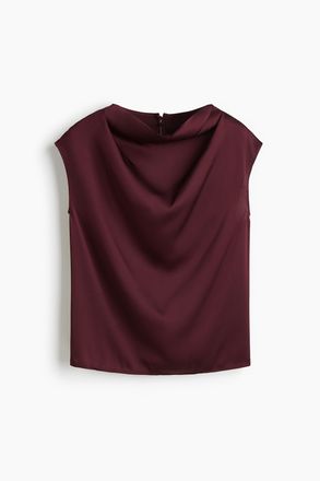 H&M Satinbluse mit Kappen&auml;rmeln - Weinrot