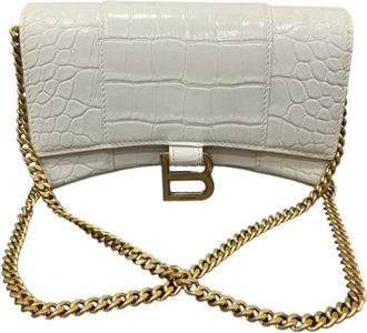 Balenciaga Pre-owned Hourglass Leather Chain Wallet Shoulder Bag - Dames - Vintage Schoudertas - Wit - ONE Size - Leer - Vintage