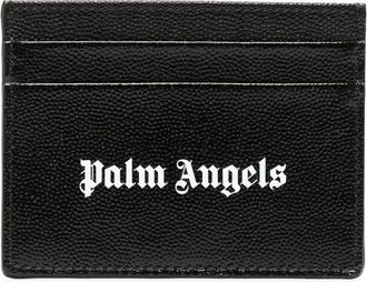 Palm Angels logo-print cardholder - men - Calf Leather - One Size - Black