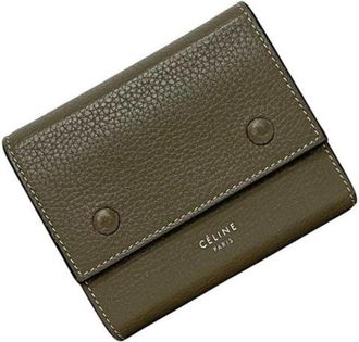 Celine Pre-owned Portemonnee (tri-fold) - unisex - Vintage Accessoires - Groen - ONE Size - Leer - Vintage