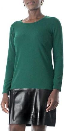 Nina Leonard Faux Leather Border Dress in Jewel Green/black at Nordstrom Rack, Size X-Large