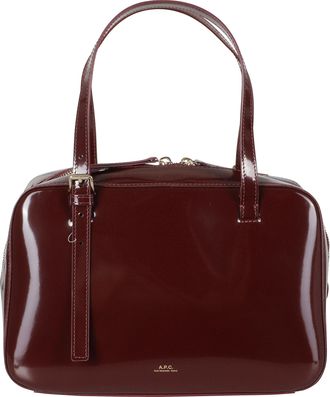 A.P.C. Rectangular Burgundy Virginie Box Handbag With Gold Hardware