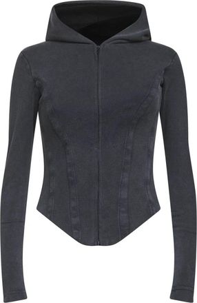 Balenciaga Zwarte Hoodie met Rits en Korsetdetails - Dames - Vesten met rits - Zwart - XS - Katoen - Hoodies & sweatvesten