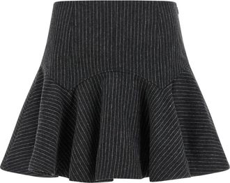 Ganni Gestreepte Flanellen Minirok - Dames - Korte rokken - Grijs - XS - Wol - Rokken