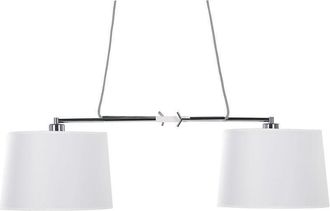 Beliani L&aacute;mpara De Techo 2 Luces Blanca Base De Metal Pantalla De Poli&eacute;ster Moderna Fucino