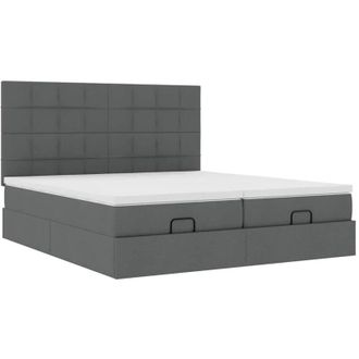 vidaXL Vidaxl - Estructura Cama Otomana Colchones Tela Gris Oscuro 200x200cm