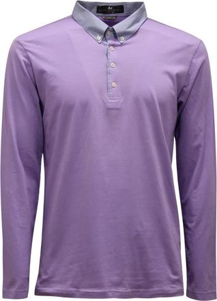 Daniele Alessandrini Polo Shirts, male, Purple, L, Cotton Shirt Made in Italy