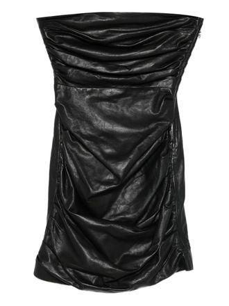 Amiri ruched calf leather mini dress - women - Calf Leather/Viscose - 40 - Black