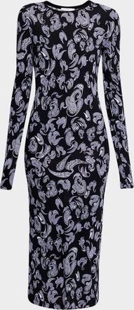 Iro Waiana Long-Sleeve Paisley Midi Dress
