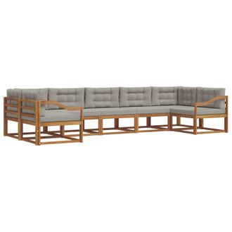 vidaXL Conjunto De Sof&aacute;s De Exterior 7 Pcs Gris Natural Y Claro Vidaxl