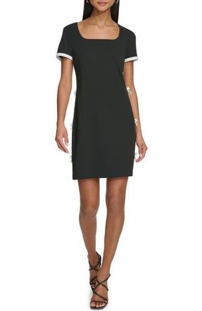 Karl Lagerfeld Bow Shift Dress in Black Soft White at Nordstrom, Size 10