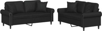 vidaXL Vidaxl - Juego De Sof&aacute;s Con Cojines 2 Piezas Cuero Sint&eacute;tico Negro