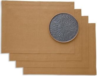 Solino Home Linen Placemats Set of 4, 14 x 19 Inch for Dining Table, Holiday and Everyday Table Decor - Diana in Tobacco Brown at Nordstrom, Size