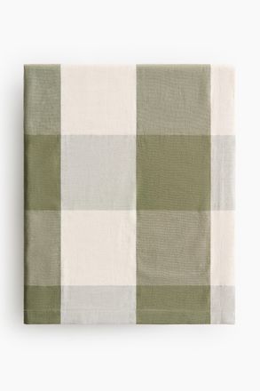H&M Tischdecke aus Leinenmix - Khakigr&uuml;n/Vichykaro