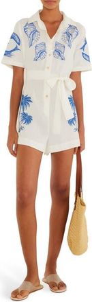 Farm Rio Brasil Vintage Look Romper in Off-White at Nordstrom, Size X-Large