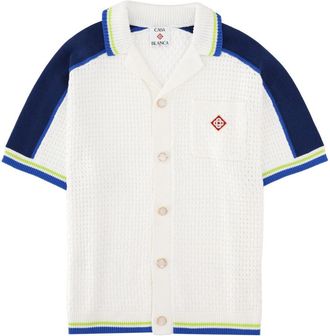 Casablanca Crochet Striped Ribbed Trim Shirt