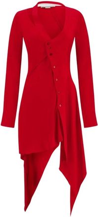 Stella McCartney Rode Asymmetrische Cut-Out Jurk - Dames - Korte kleedjes - Rood - S - Kleedjes
