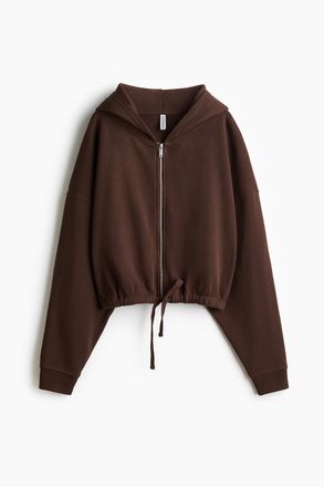 H&M Drawstring zip-through hoodie - Braun