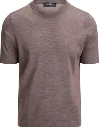 Gran Sasso Paricollo Short-Sleeved Textured Crew Neck Top