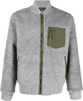 Polo Ralph Lauren Polo Pony fleece bomber jacket - men - Polyester/Nylon/Recycled Polyester/Acrylic/Cotton - S - Grey