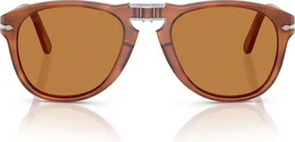 Persol Havana PO0714SM Steve McQueen Acetate Pilot Sunglasses