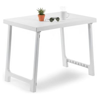 Dmora Dmora Table De Camping Pliante Rectangulaire, Made In Italy, 81x56x63 Cm, Couleur Blanc