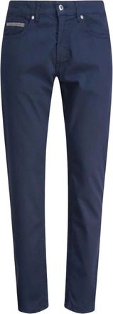 Harmont & Blaine Broeken, Heren, Blauw, S, Katoen, Slim Fit Broeken