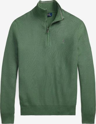 Polo Ralph Lauren Piqu&eacute;-Strick-Pullover mit Stehkragen und Reissverschluss Pony