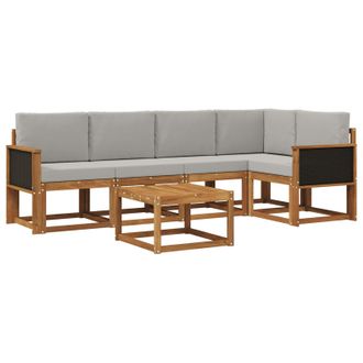 vidaXL Conjunto De Sof&aacute;s De Exterior 6 Pcs Natural Y Gris Claro Vidaxl
