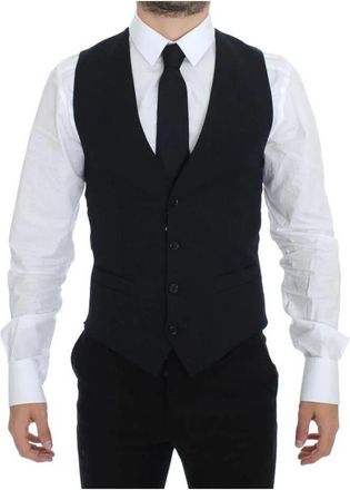 Dolce & Gabbana Formeel Vest Klassieke Stijl - Heren - Gillet - Blauw - XS - Wol - Kostuums