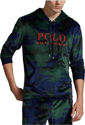Polo Ralph Lauren Plush Velour Long Sleeve Hoodie Mens Pajama Camo : SM, Velour/Spandex/Polyester