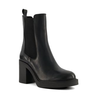Dune London Womens Ladies Pinaz - Block-Heel Ankle Boots - Black Leather (archived) - Size UK 8