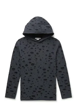 Acne Studios Eipe Distressed Cotton-Jersey Hoodie