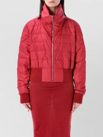 Moncler short jacket high collar quilted ribbed finishes