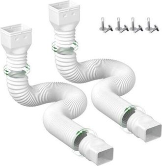 OEM Rallonge Bec De Descente De Goutti&egrave;re - Flexible 53-152 Cm - Compatible 50x76 Mm Et 76x100 Mm - Lot De 2