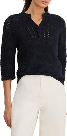 Nic+Zoe Semisheer Cotton Blend Open Stitch Sweater in Dark Indigo at Nordstrom, Size Xx-Large