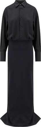 Darkpark Long dress in wool and satin blend