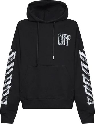 Off-white Hoodie Met Pijlschetsprint - Heren - Hoodies - Zwart - S - Katoen - Hoodies & sweatvesten