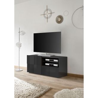 LC spa home24 LC Spa TV-Lowboard Dama I Hochglanz Anthrazit Spanplatte 121x57x42 cm (BxHxT) Modern 1-t&uuml;rig 1 Schublade