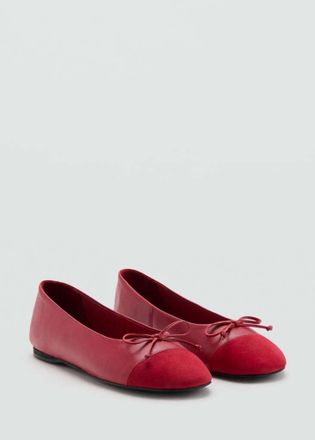 Mango Ballerine pelle contrasto rosso - Donna - 36 - MANGO