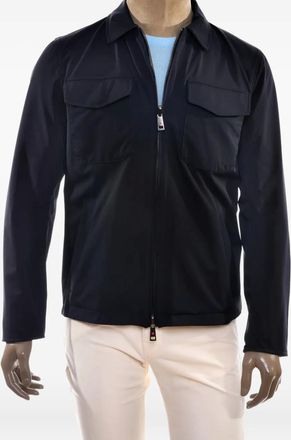 Kiton Giacca-camicia con zip e tasche applicate - Blu